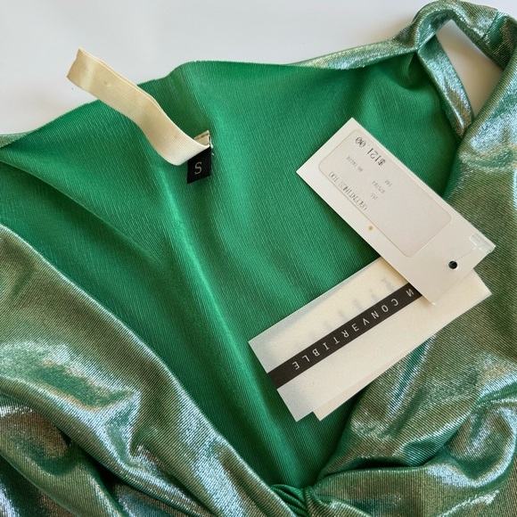 RN CONVERTIBLE Green Metallic Sleeveless Top Size S - Picture 4 of 9
